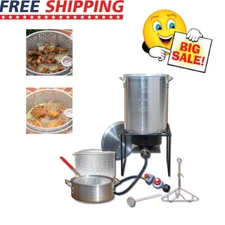 Propane Outdoor party Fry Boil Turkey Fryer Deep Fish Fryer with 2 Aluminum Pot