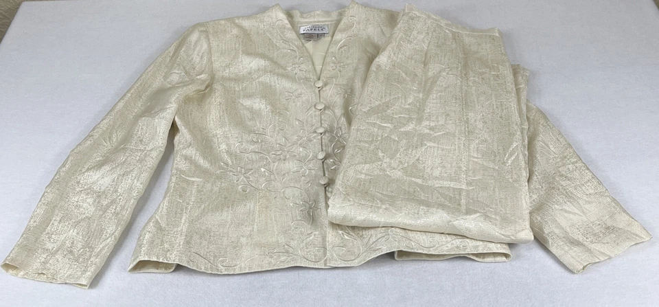 VTG Adrianna Papell Champagne Lined Silk Formal Evening Maxi Skirt Suit Size 12 - Image 2 of 4