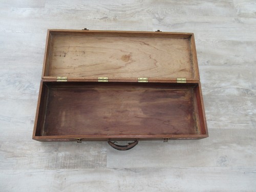 Caja de almacenamiento de pistola de madera larga vintage hecha a mano para uso de utilería de exhibición - Imagen 12 de 16