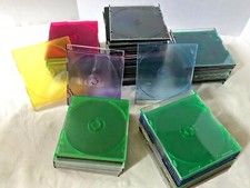 80 CD/DVD Jewel protective, slim plastic cases mix of black,colors,transparent