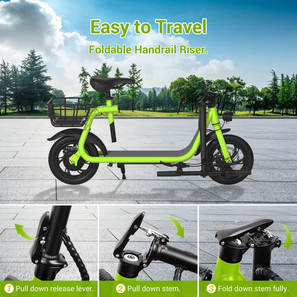 Bicicleta eléctrica portátil de 12" con asiento bicicleta eléctrica plegable para adultos Foto 2 de 4