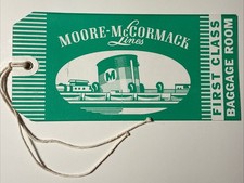 First Class 1950s 1960s Moore McCormack Cruise Lines Unused  Luggage Tag Vtg