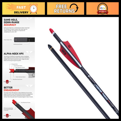 20'' Carbon Arrows Pack of 6 - Non-Lighted, Alpha-Nock, Compatible with Crossbows
