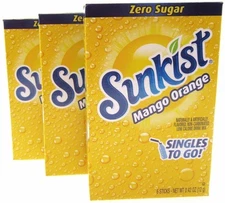 Sunkist Mango Orange ~ Packets ~ Zero Sugar Free ~ Drink Mix ~ 3 Boxes