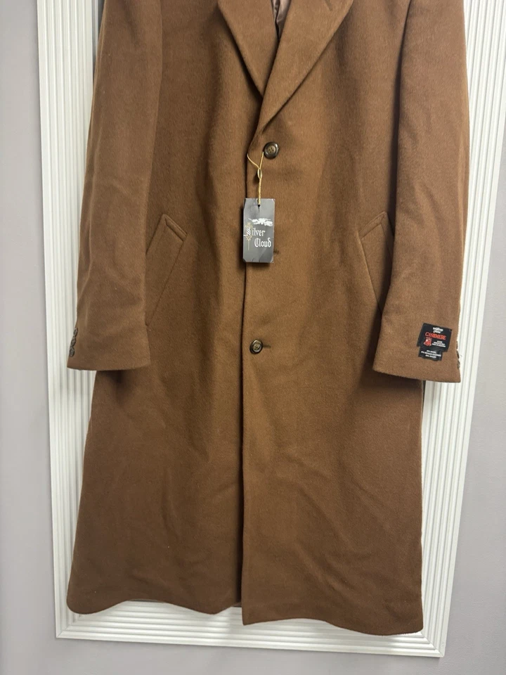 Vestido sobre abrigo para hombre Silver Cloud mezcla de lana cachemir italiano marrón 44 L Foto 4 de 4
