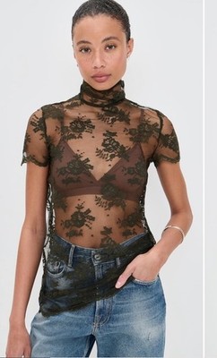 Marques Almeida Dark Green Lace Tee- Size 16 $295
