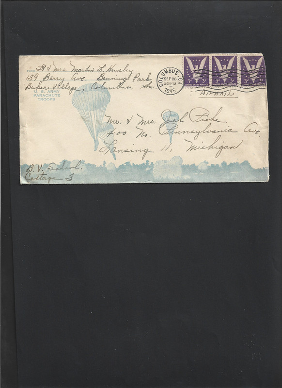 ENTIRE "US Army Parachute Troops" 9-26-1945 Columbus, GA. to Lansing, MI.