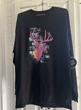 NWT Realtree Xtra Black With Deer Long Sleeve T Shirt Sz:XL No