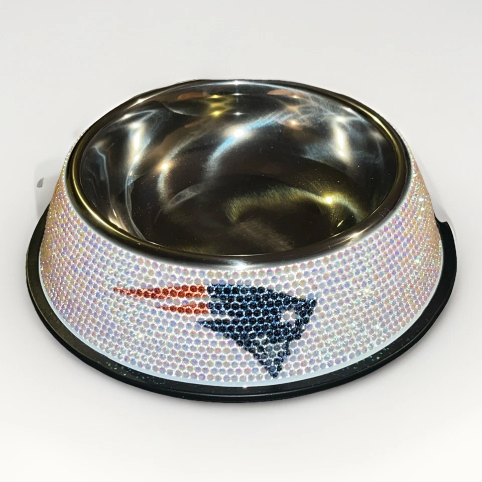 New England Patriots, Bling Covered Stainless Steel Pet Bowl. New - Image 2 of 3