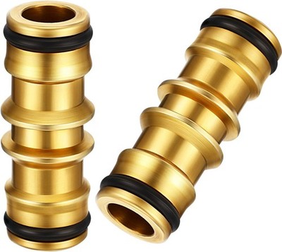 Hochwertige Messing Doppelstecker Gartenschlauch Verbinder 2er Pack