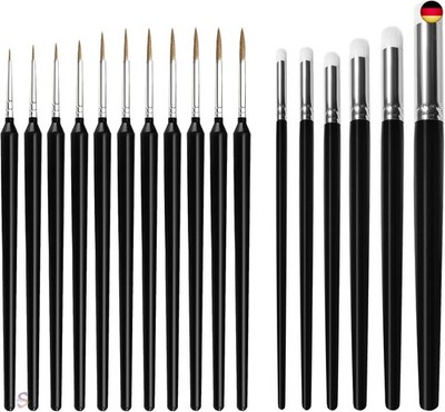 17 Stück Aquarell Pinsel Set, 11 Nylon Rund Pinsel und 6 Drybrush,