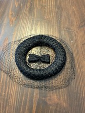 Vintage Black Hat Fascinator Veiled Ladies Sz Medium