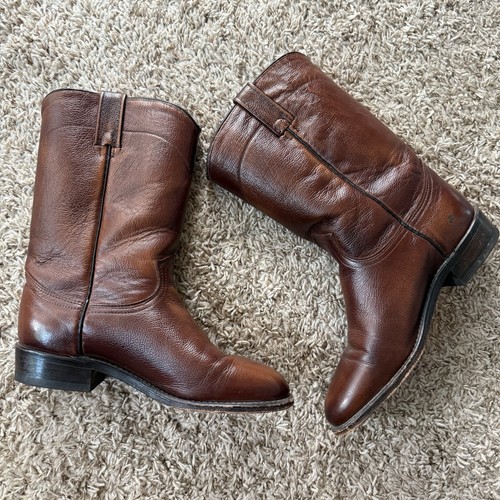 Dan Post Brown Leather Cowboy Boots Roper Western Style 4182 Women’s Size 7 - Picture 5 of 9