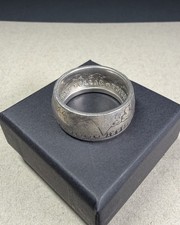 Handmade Genuine 1896 Morgan Silver Dollar Large Coin Ring Size 12 Wide Band