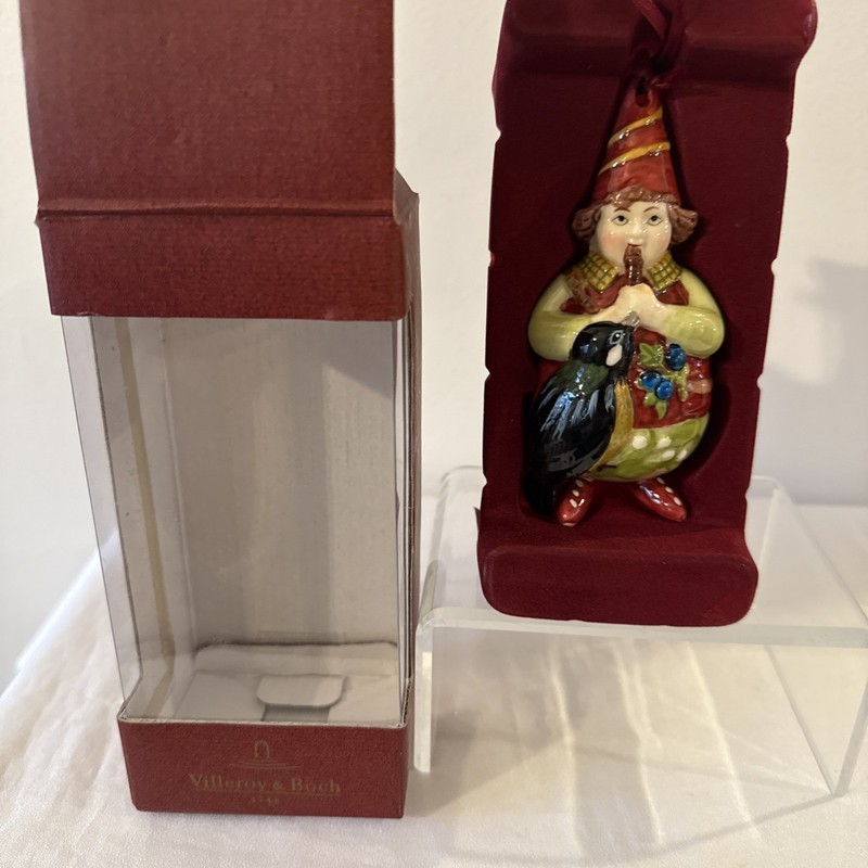 Villeroy & Boch Ceramic Christmas Forest Ornament Boy with Bird in Original Box