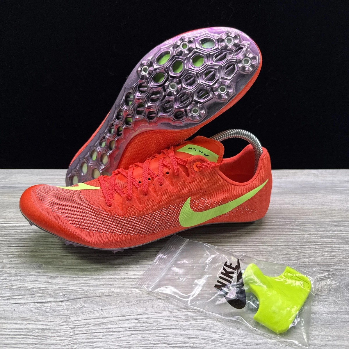 Nike Zoom Ja Fly 4 Bright Crimson Volt Track Sprinting Spikes Mens 12 DR2741-601 Nike Ja Fly 4 Bright Crimson Volt Track Spikes Mens Sz 4.5  main image 3