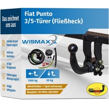 ANHÄNGERKUPPLUNG abnehmbar für Fiat Punto 94-99 +7polig E-Satz ABE