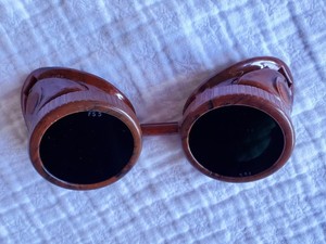 Vintage WW2 Era Plastic Welding Motorcycle Goggles Dark Lenses Steampunk GREAT!