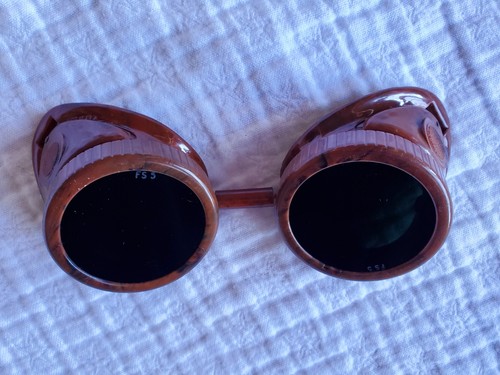 Vintage WW2 Era Plastic Welding Motorcycle Goggles Dark Lenses Steampunk GREAT!