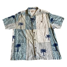 Tommy Bahama Men s Button-Up Silk Shirt Palm Trees Tropical Hawaiian XL