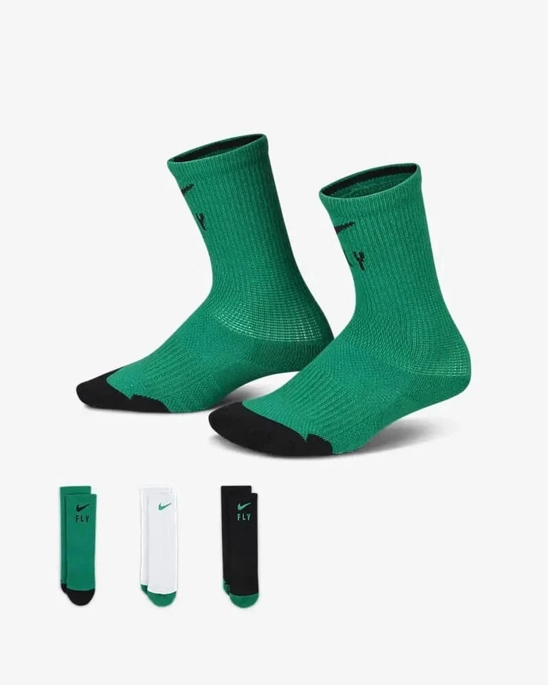 Meias Nike Elite Girl's XS (5-7) com logotipo acolchoado Dri Fit pacote com 3 sapatos tamanho 10C-3Y - Imagem 4 de 4