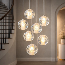 Stair Hanging Light Chandelier Round Crystal ...