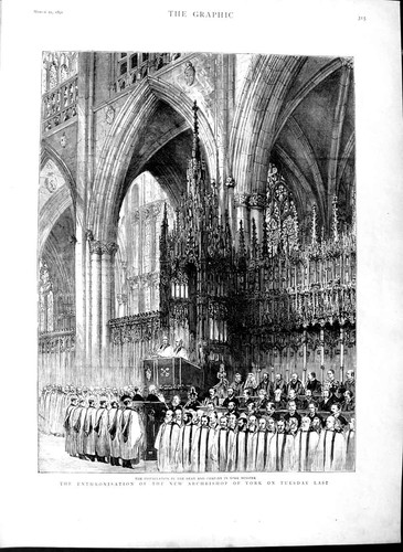 Original Old Antique Print 1891 Enthronisation Archbishop York Dean Cathedral
