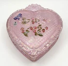 Vintage Fenton Pink Strawberry Iridescent Glass Heart Bowl Hand-Painted Large