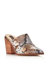 AQUA Womens Brown Snake Cut-Outs Sage Heeled Mules Shoes 9 M