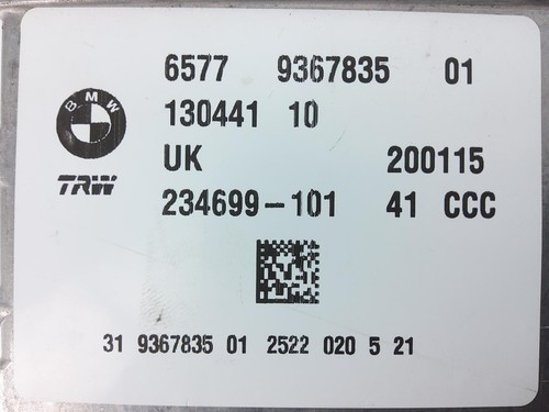 MINI F55 2015 5 Door Hatchback Airbag Control Module Unit ECU 6577 9367835 01 - Picture 8 of 8
