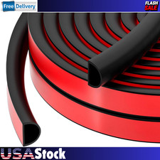 20FT Door Weather Stripping Seal Strip D Shape Self Adhesive Silicone Black
