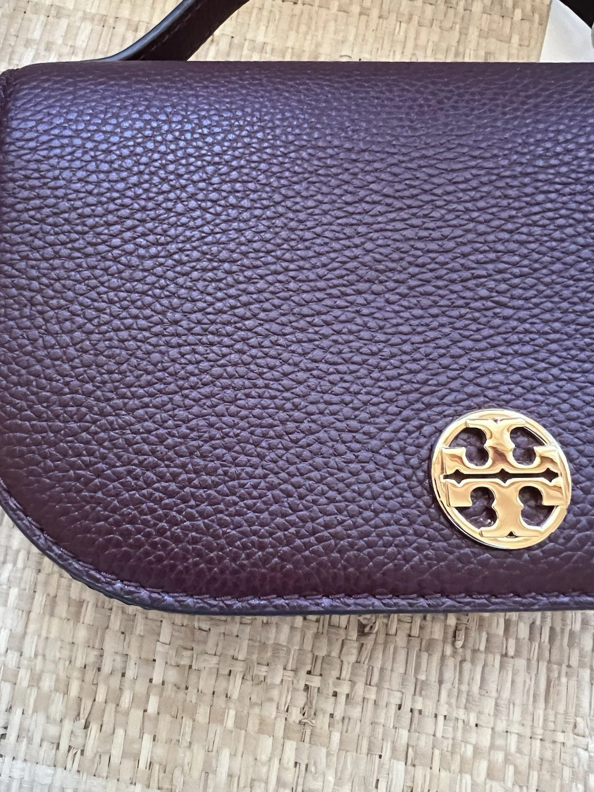 Borsa nuova con etichette TORY BURCH edizione limitata MINI manico superiore in pelle RABARBARO SCURO oro