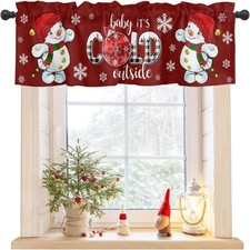 Christmas Snowman Valances for Windows Snowflake Christmas Kitchen Curtain Valan