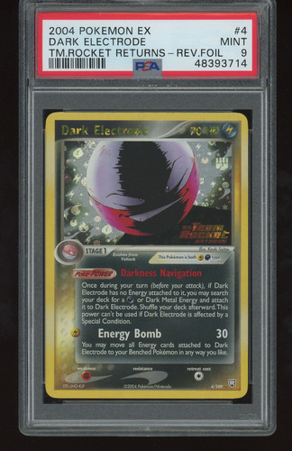2004 POKEMON EX TEAM ROCKET RETURNS #4 DARK ELECTRODE-REVERSE FOIL PSA 9 *Crack*