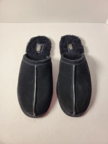 Ugg slip on donna nero perlato scamosciato foderato pelle di pecora mules taglia 8
