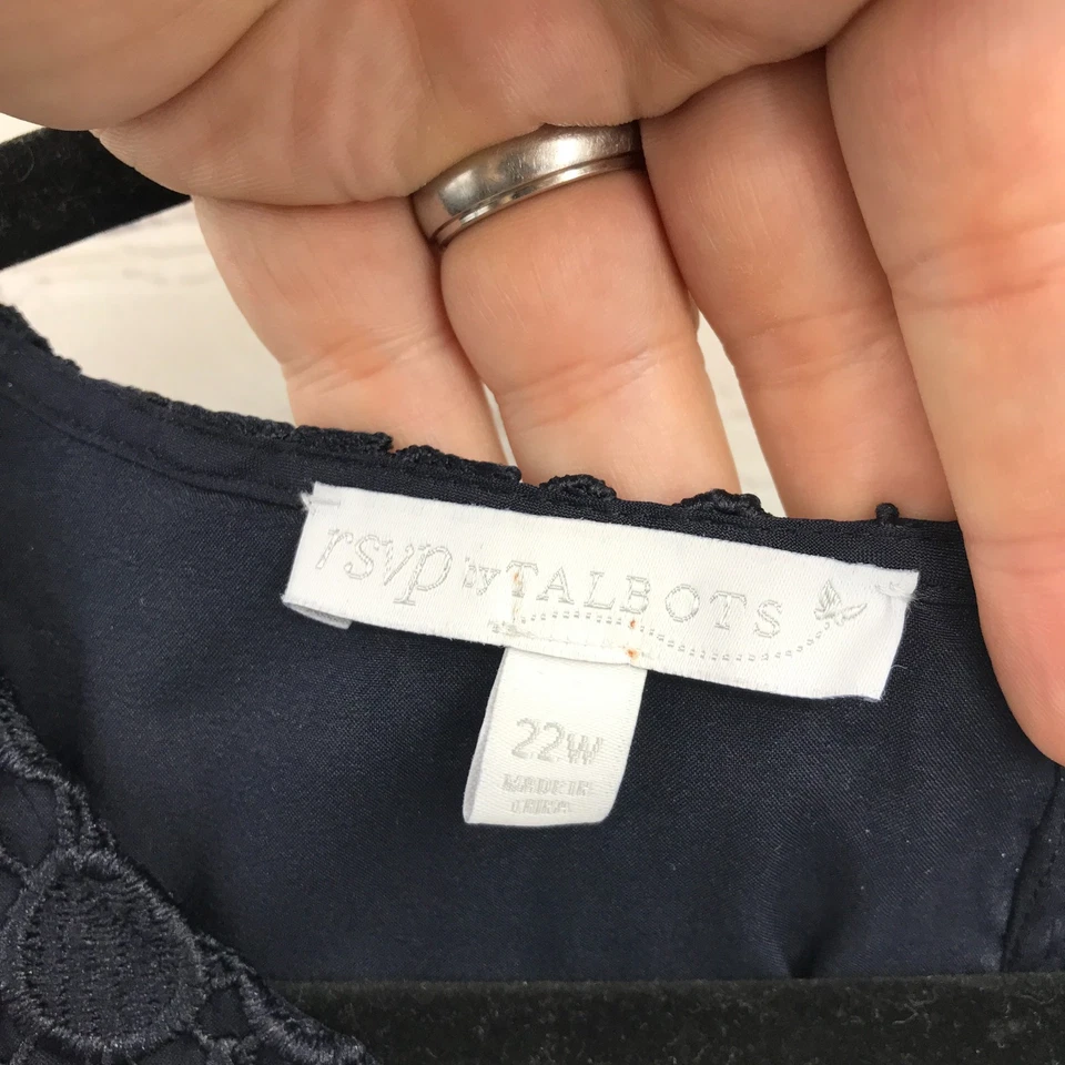 Talbots Dress Womens 3X Blue Lace Shift Pullover Short Sleeve Knee Length 22W - Image 2 of 4