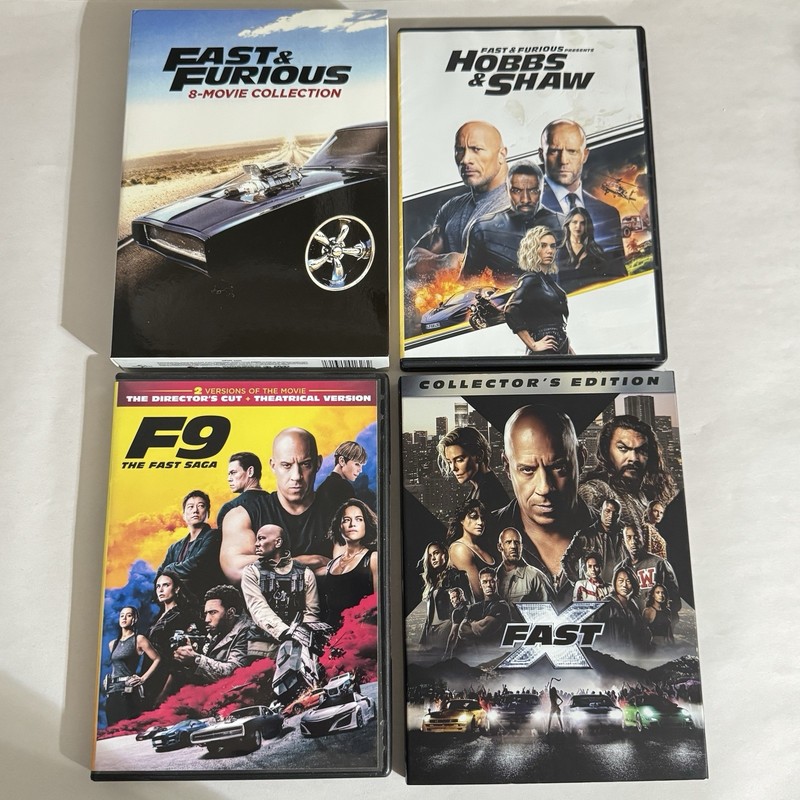 LOT OF 4 DVD FAST & FURIOUS FILMS 8 MOVIE COLLECTION - F9 THE FAST SAGA & MORE
