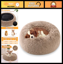 Cozy Self-Warming Donut Pet Bed for Dogs  Cats, Washable Fluffy Round Bed 30