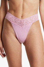 Hanky Panky Supima Cotton Original Rise Thong, Lotus Flower Pink, One Size