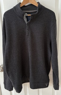JEREMIAH 1/4 Snaps Pullover Men Herringbone Fleece Xl Gray XPLR Work Ski Golf