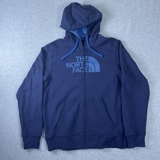 The North Face Blue Fleece Full Zip Hooded Logo Hoodie w/ Pockets Men's L