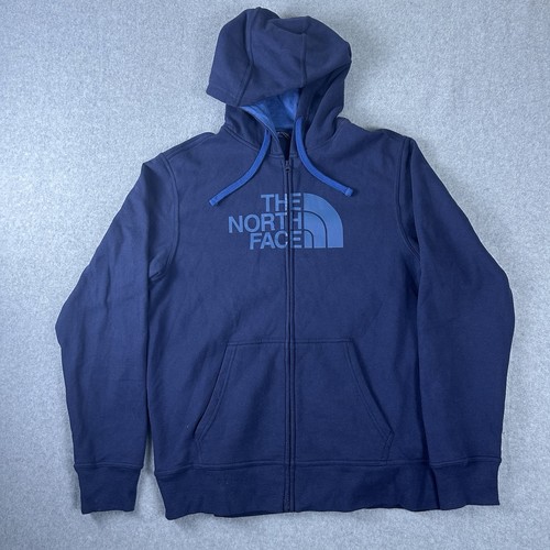 The North Face Blue Fleece Full Zip Hooded Logo Hoodie w/ Pockets Men's L - 第 1/9 張圖片