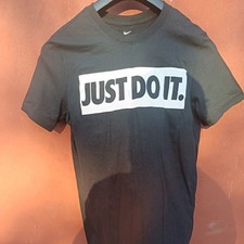 Image of Nike Sportswear T-Shirt Just Do It Size Small Men's Black Short Sleeve Cotton!!