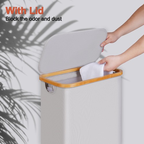 Slim Laundry Basket with Lid, Narrow Laundry Hamper with Removable Bag, Skinn... - Bild 3 von 6