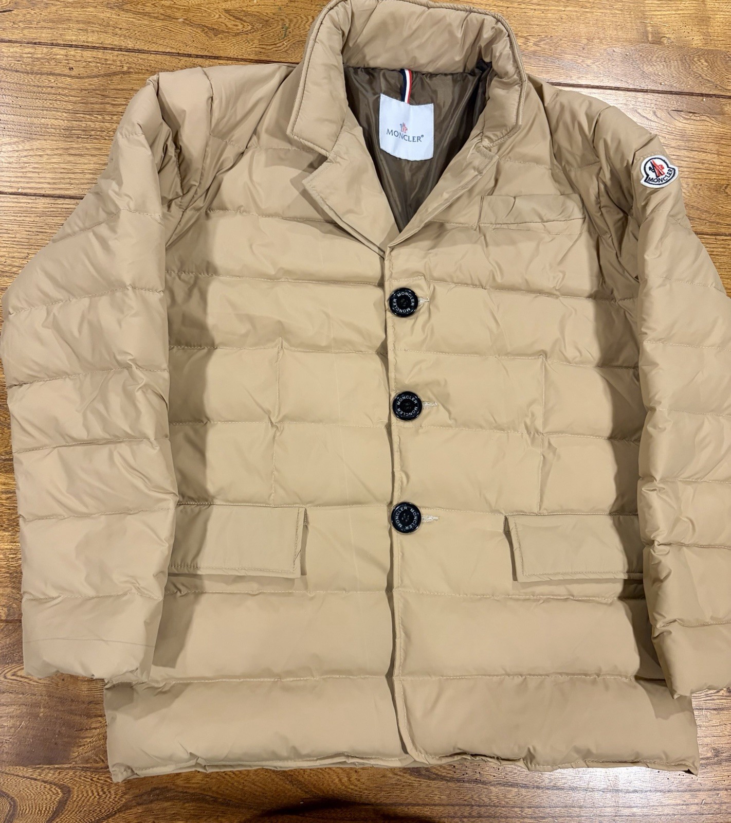 Moncler Beige Down Button-Down Puffer Jacket Coat… - image 5