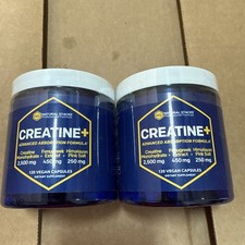 2 Natural Stacks Creatine Advanced Absorption Formula 120 Vegan Caps EXP 1/27