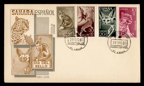 DR WHO 1960 SPANISH SAHARA FDC ANIMAL SEMI POST COMBO M76508