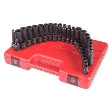 Sunex 3/8" Drive SAE/Metric 6-Point Standard & Deep Impact Socket Set 42 Pieces