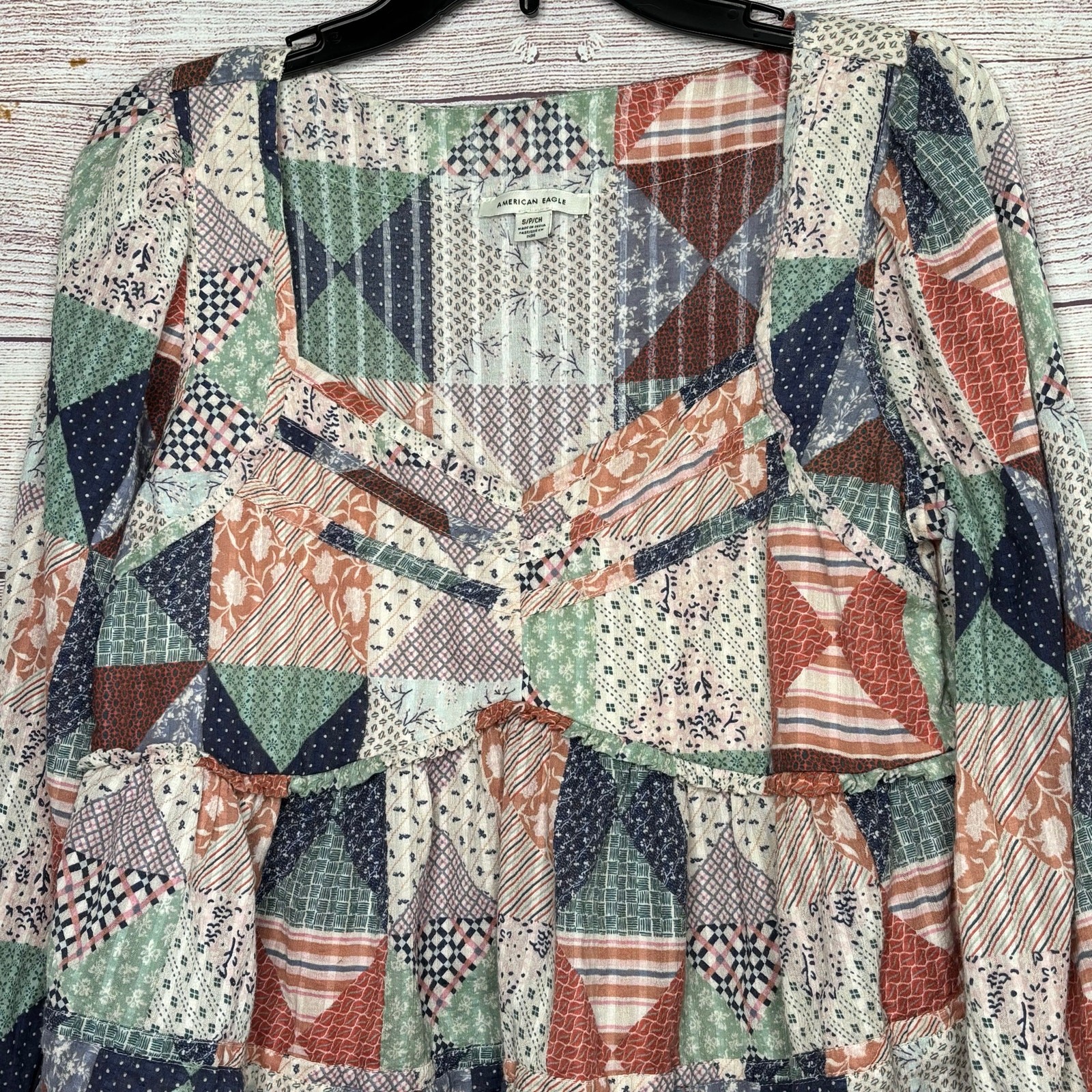 American Eagle Boho Patchwork Prairie Babydoll Cr… - image 10