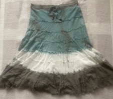 Vtg Tie Dyed Fair Grunge Gauzy Peasant Ruffled Skirt Med Boho Festival Hippie